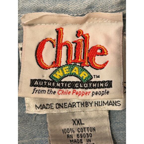 Vintage 2XL Most Wanted Chile Pepper Men’s Denim Shirt Excellent Condition - Picture 9 of 10